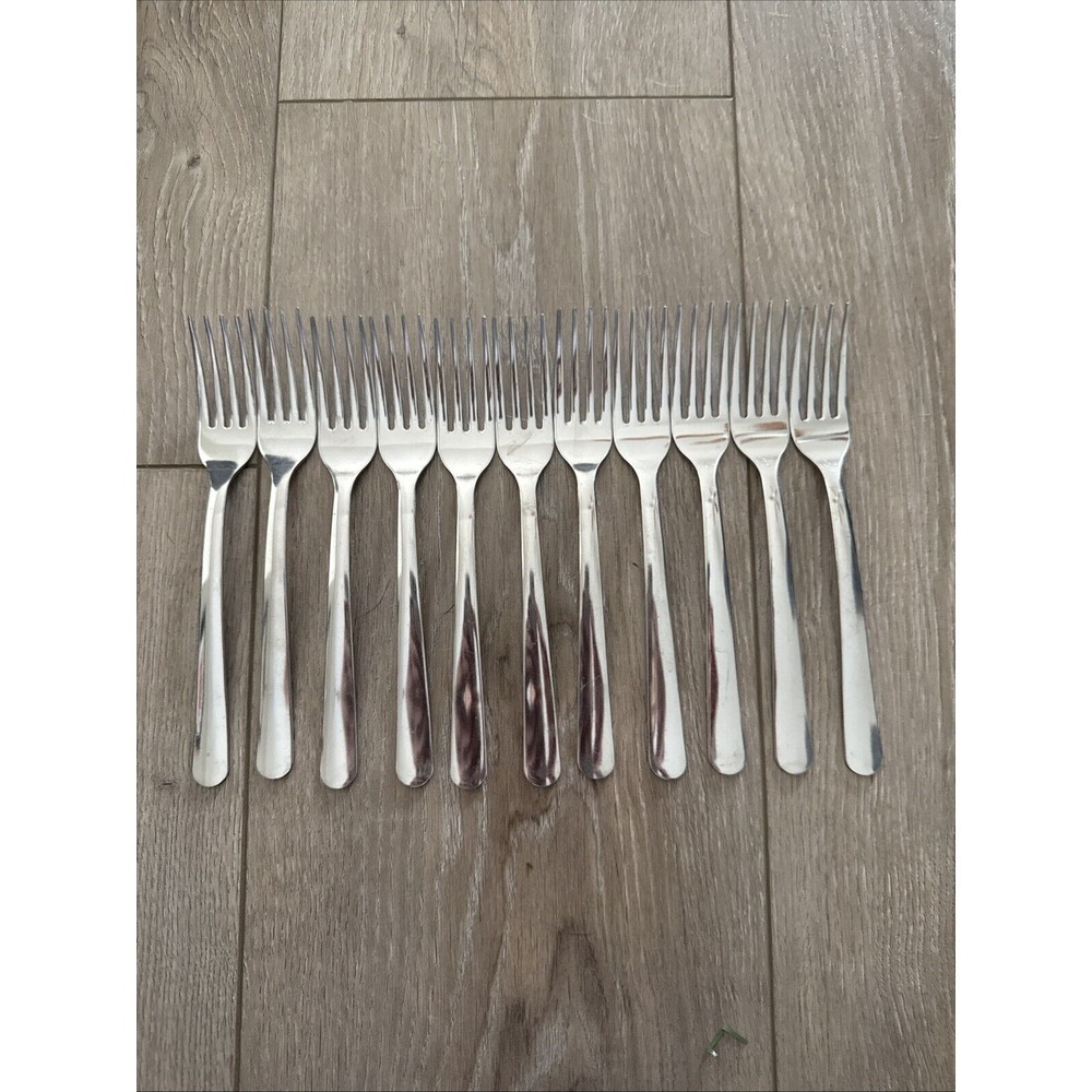 11 PCs Vintage Dinner Forks Tramontina Brazil 732 Stainless Steel 7" NSF Stamp
